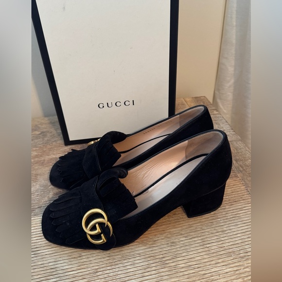 Gucci Shoes - Gucci Marmont Women's Black Suede Loafers Pumps 37 / 7